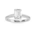 0.50 TO 2.00 Ct Emerald Cut Lab Grown Diamond Engagement Ring Vintage White Gold Hidden Halo Diamond Wedding Ring IGI Certified Diamond Ring