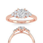 IGI Certified Cushion Cut Lab Grown Diamond Ring 14K White Gold Engagement Ring Hidden Halo Side Stone Bridal Ring