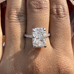 5 CT Radiant Cut Lab Grown Diamond Engagement Ring, Hidden Halo Radiant Solitaire, 5 Carat Cathedral Setting Wedding Ring, Anniversary Gift