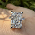 5 CT Radiant Cut Lab Grown Diamond Engagement Ring, Hidden Halo Radiant Solitaire, 5 Carat Cathedral Setting Wedding Ring, Anniversary Gift