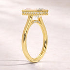 Emerald Bezel Hidden Halo Lab Grown Diamond Ring | Gold Engagement Ring for Women | Emerald Cut Proposal Ring