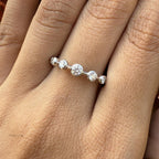 Half Eternity Bezel Set Lab Diamond Wedding Band, 14K Gold Lab Grown Diamond Half Eternity Ring for Women, Round Stackable Band For Her