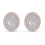 Oval Lab Grown Diamond Earrings, Double Halo Lab Diamond Earrings, Push Back Earrings, Gift for Her, Earrings for Women, Anniversary Gift