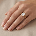 Oval Lab Grown Diamond Ring Accent Round Side Stones Solid Gold Engagement Ring Minimalist Bridal Anniversary Ring