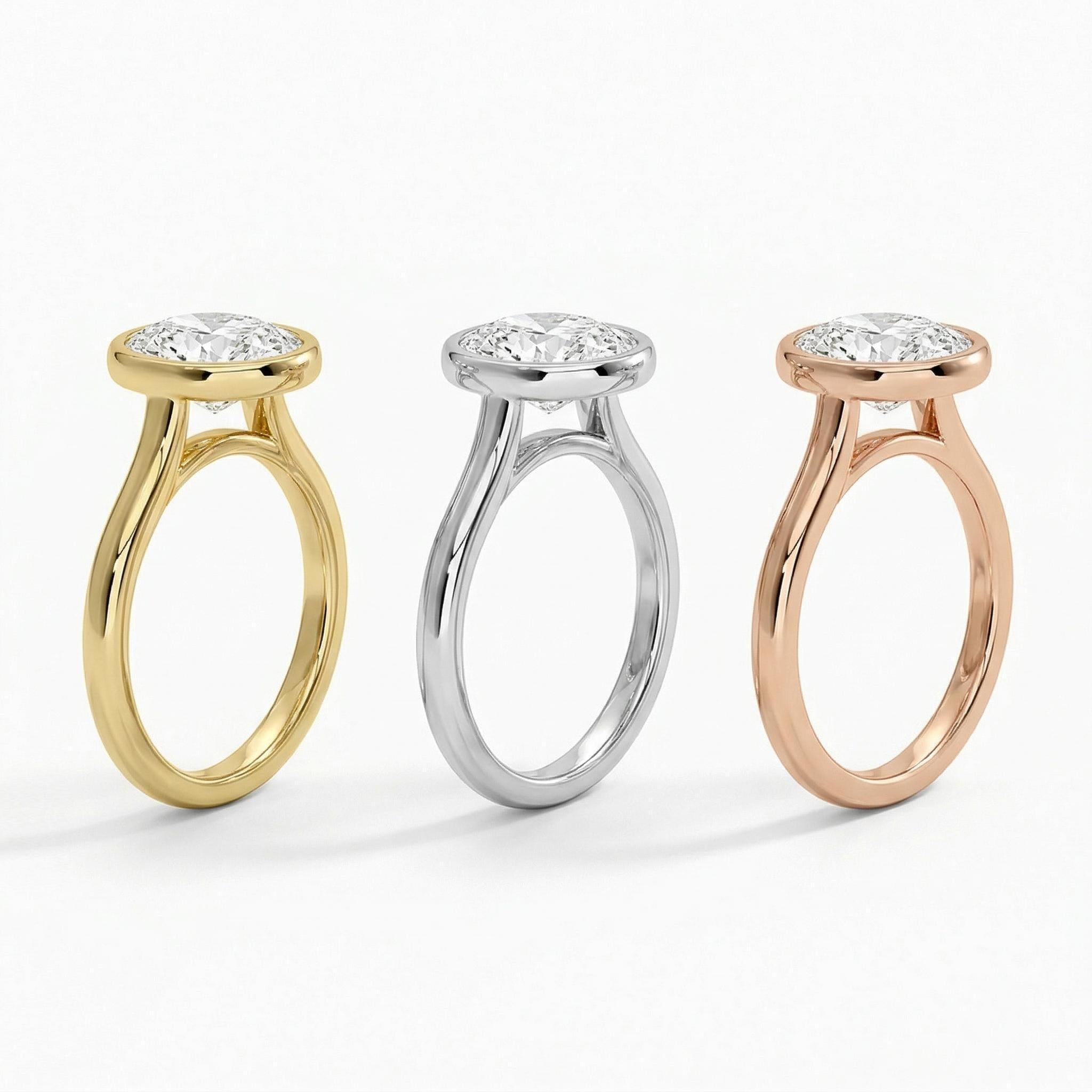Oval Lab Grown Diamond Ring Accent Round Side Stones Solid Gold Engagement Ring Minimalist Bridal Anniversary Ring