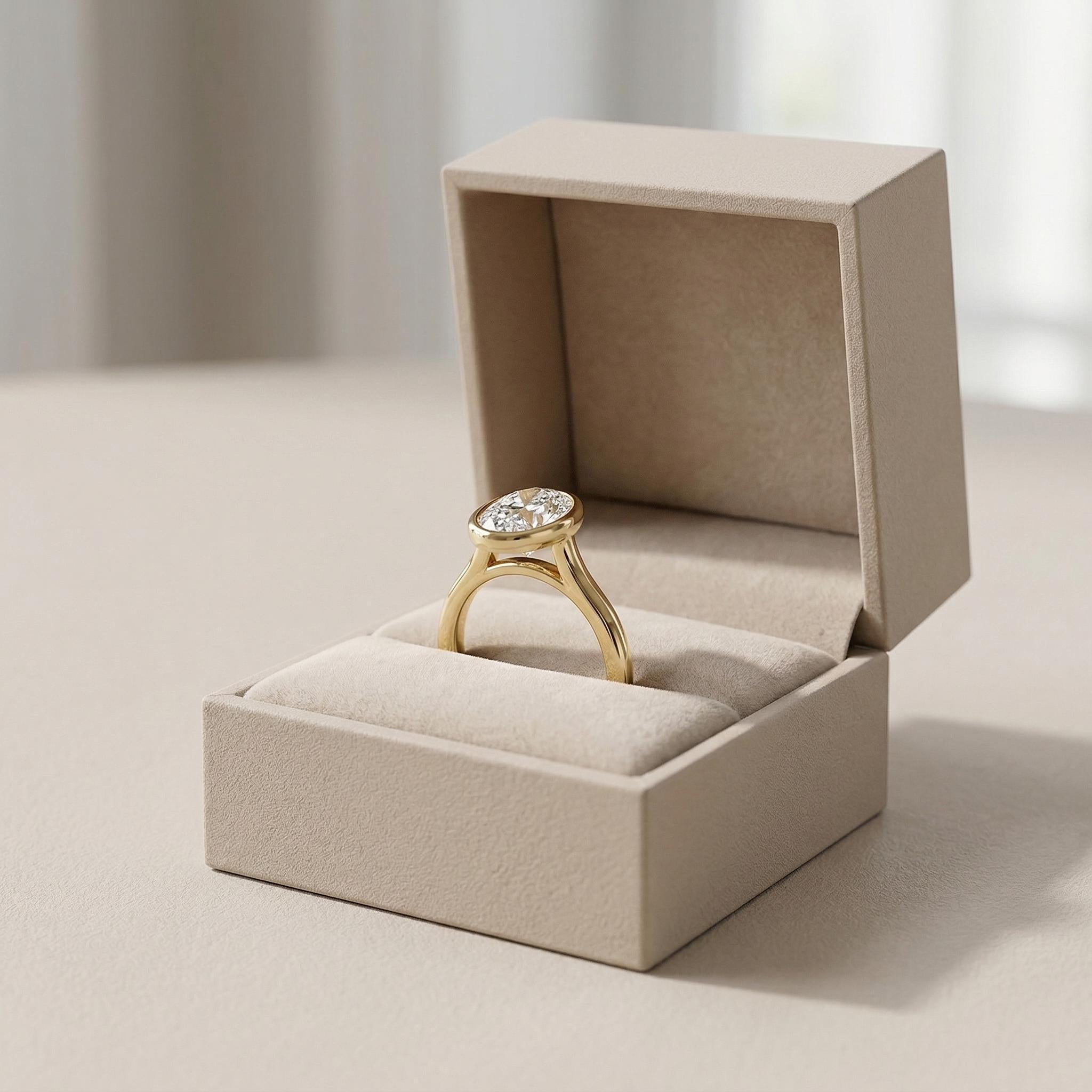 Oval Lab Grown Diamond Ring Accent Round Side Stones Solid Gold Engagement Ring Minimalist Bridal Anniversary Ring