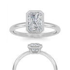 Radiant Cut Lab Grown Diamond Engagement Ring Yellow Gold Bezel Solitaire Radiant Lab Diamond Bezel Set Solitaire Anniversary Gift Ring