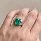 Emerald Cut Green Diamond Solitaire Engagement Ring Gold Promise Ring Gift for Her