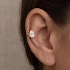 Pear Shaped Lab Grown Diamond Ear Cuff No Piercing, Gold Ear Climber, Minimalist Cartilage Earring, Dainty Luxury Jewelry Gift