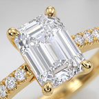 14K Gold Emerald Cut Diamond Engagement Ring Anniversary Gift Ring Halo Wedding Ring for Her Real Lab Grown Diamond Promise Ring
