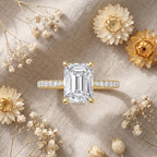 14K Gold Emerald Cut Diamond Engagement Ring Anniversary Gift Ring Halo Wedding Ring for Her Real Lab Grown Diamond Promise Ring