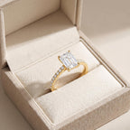 14K Gold Emerald Cut Diamond Engagement Ring Anniversary Gift Ring Halo Wedding Ring for Her Real Lab Grown Diamond Promise Ring