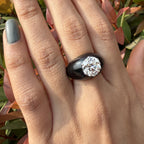 Lab Grown Diamond Engagement Ring | 3.50 Carat Round Cut 14K Gold Art Deco Ring | Luxury Bridal Jewelry