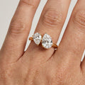 14K Yellow Gold Toi-et-Moi Pear Cut Lab-Grown Diamond Lab Grown Diamond Ring IGI Certified Solitaire Engagement or Anniversary Gift for Her