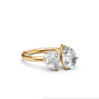 14K Yellow Gold Toi-et-Moi Pear Cut Lab-Grown Diamond Lab Grown Diamond Ring IGI Certified Solitaire Engagement or Anniversary Gift for Her