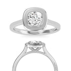 Cushion cut Bezel diamond Engagement Ring Unique Vintage 2 Carat Lab Grown Diamond Engagement Ring 14K Solid Gold IGI Certified Diamond Ring