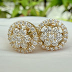 Round Halo Set Stud Earrings, Round Lab Grown Diamond Stud Earring, Push Back Wedding Earrings, Round Diamond Anniversary Gift Earrings