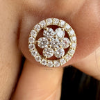 Round Halo Set Stud Earrings, Round Lab Grown Diamond Stud Earring, Push Back Wedding Earrings, Round Diamond Anniversary Gift Earrings