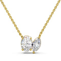 Toi Et Moi Lab Grown Diamond Necklace | Oval & Marquise Two Stone 14K Gold Pendant | Romantic Anniversary Gift for Her