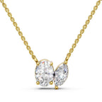 Toi Et Moi Lab Grown Diamond Necklace | Oval & Marquise Two Stone 14K Gold Pendant | Romantic Anniversary Gift for Her