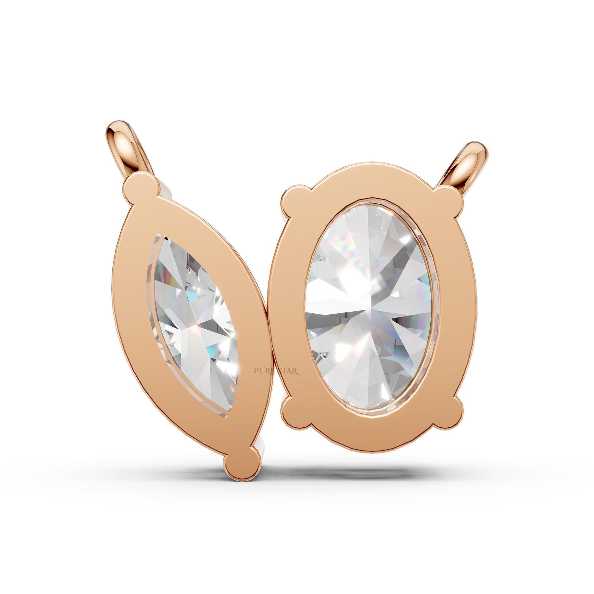 Toi Et Moi Lab Grown Diamond Necklace | Oval & Marquise Two Stone 14K Gold Pendant | Romantic Anniversary Gift for Her