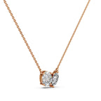 Toi Et Moi Lab Grown Diamond Necklace | Oval & Marquise Two Stone 14K Gold Pendant | Romantic Anniversary Gift for Her