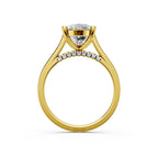 Oval Cut Halo Lab Grown Diamond Engagement Ring in 14K Solid Yellow Gold, Delicate Hidden Halo Bridal Ring, Unique Promise Ring for Women
