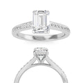 0.50 TO 2.00 Ct Emerald Cut Lab Grown Diamond Engagement Ring Vintage White Gold Hidden Halo Diamond Wedding Ring IGI Certified Diamond Ring