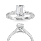 0.50 TO 2.00 Ct Emerald Cut Lab Grown Diamond Engagement Ring Vintage White Gold Hidden Halo Diamond Wedding Ring IGI Certified Diamond Ring
