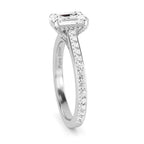 0.50 TO 2.00 Ct Emerald Cut Lab Grown Diamond Engagement Ring Vintage White Gold Hidden Halo Diamond Wedding Ring IGI Certified Diamond Ring