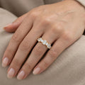Emerald and Round Diamond Half Eternity Band Minimalist Lab Diamond Wedding Ring Stackable Gold Band Genuine Diamond Ring for Her