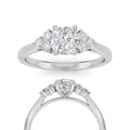 IGI Certified Cushion Cut Lab Grown Diamond Ring 14K White Gold Engagement Ring Hidden Halo Side Stone Bridal Ring