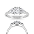 IGI Certified Cushion Cut Lab Grown Diamond Ring 14K White Gold Engagement Ring Hidden Halo Side Stone Bridal Ring