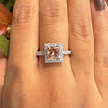 Pink Diamond Engagement Ring Princess Cut Halo Ring Lab Grown Diamond Ring Luxury Bridal Jewelry Gift for Her