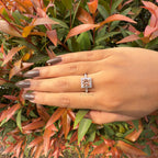 Pink Diamond Engagement Ring Princess Cut Halo Ring Lab Grown Diamond Ring Luxury Bridal Jewelry Gift for Her