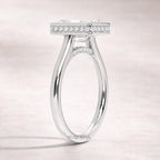 Emerald Bezel Hidden Halo Lab Grown Diamond Ring | Gold Engagement Ring for Women | Emerald Cut Proposal Ring
