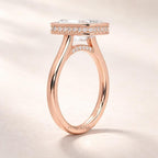 Emerald Bezel Hidden Halo Lab Grown Diamond Ring | Gold Engagement Ring for Women | Emerald Cut Proposal Ring