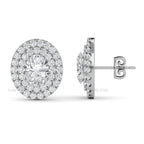 Oval Lab Grown Diamond Earrings, Double Halo Lab Diamond Earrings, Push Back Earrings, Gift for Her, Earrings for Women, Anniversary Gift