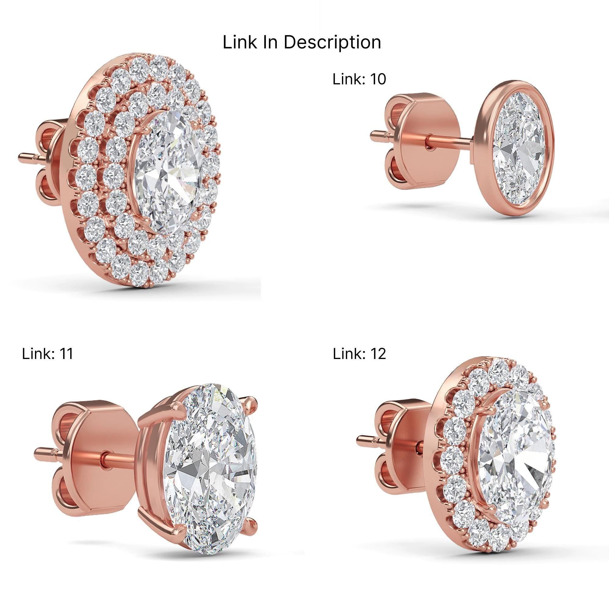 Oval Lab Grown Diamond Earrings, Double Halo Lab Diamond Earrings, Push Back Earrings, Gift for Her, Earrings for Women, Anniversary Gift
