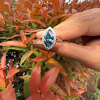 Cyan Blue Diamond Ring, Marquise Halo Engagement Ring, Lab Grown Fancy Intense Blue Diamond Ring, Unique Luxury Bridal Jewelry Gift