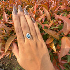 Cyan Blue Diamond Ring, Marquise Halo Engagement Ring, Lab Grown Fancy Intense Blue Diamond Ring, Unique Luxury Bridal Jewelry Gift