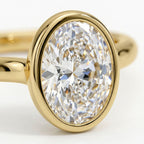Oval Lab Grown Diamond Ring Accent Round Side Stones Solid Gold Engagement Ring Minimalist Bridal Anniversary Ring