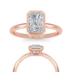 Radiant Cut Lab Grown Diamond Engagement Ring Yellow Gold Bezel Solitaire Radiant Lab Diamond Bezel Set Solitaire Anniversary Gift Ring