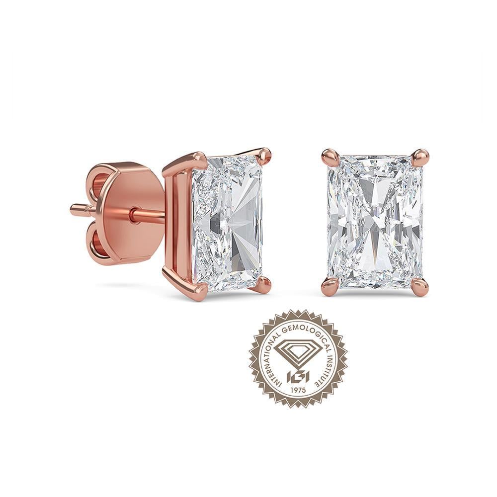 4 Carat Radiant Cut Lab Grown Diamond Stud Earrings 14K Yellow Gold IGI Certified Lab Grown Diamond Ring For Her/Him Everyday Diamond Stud