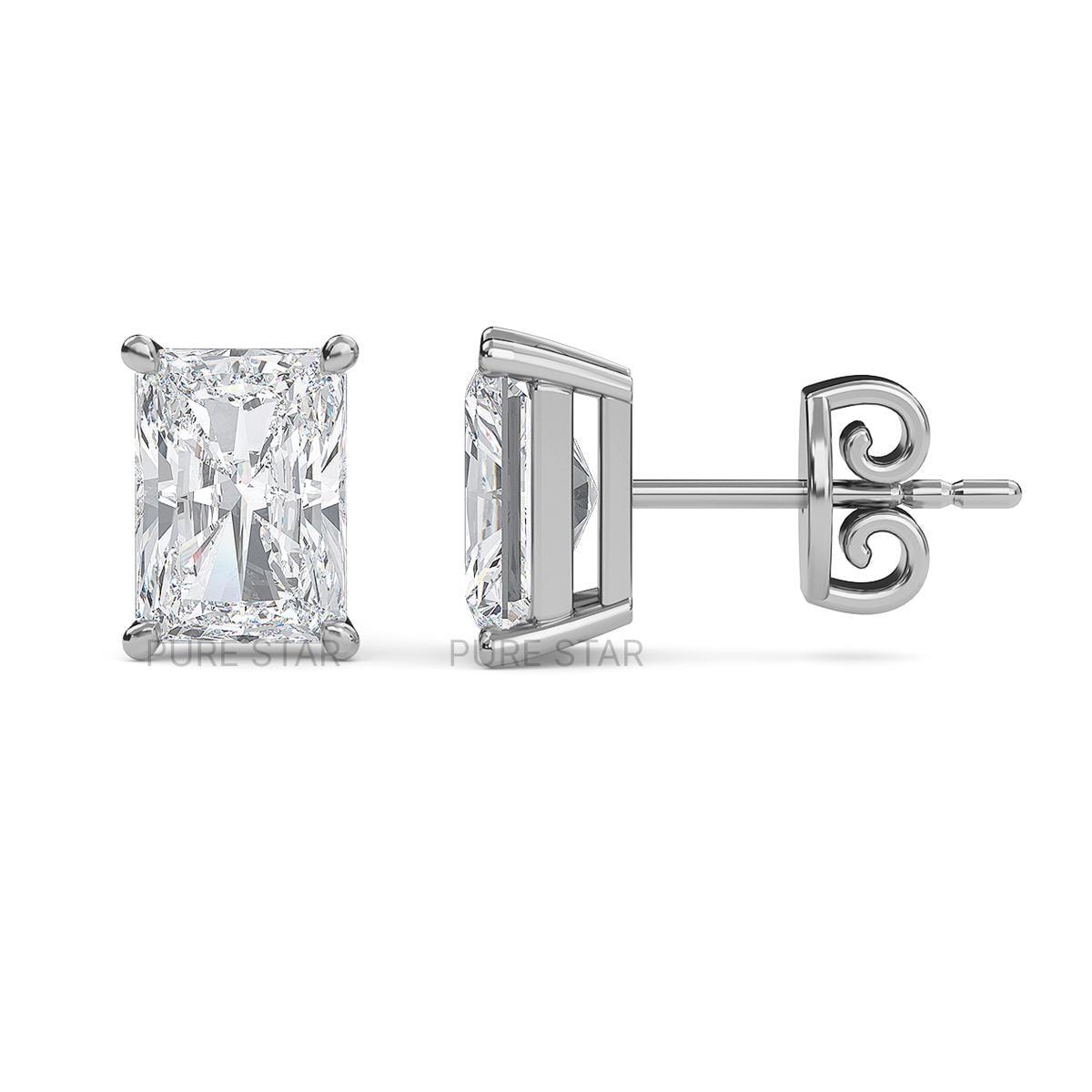 4 Carat Radiant Cut Lab Grown Diamond Stud Earrings 14K Yellow Gold IGI Certified Lab Grown Diamond Ring For Her/Him Everyday Diamond Stud