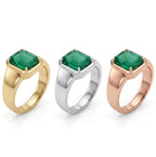 Emerald Cut Green Diamond Solitaire Engagement Ring Gold Promise Ring Gift for Her