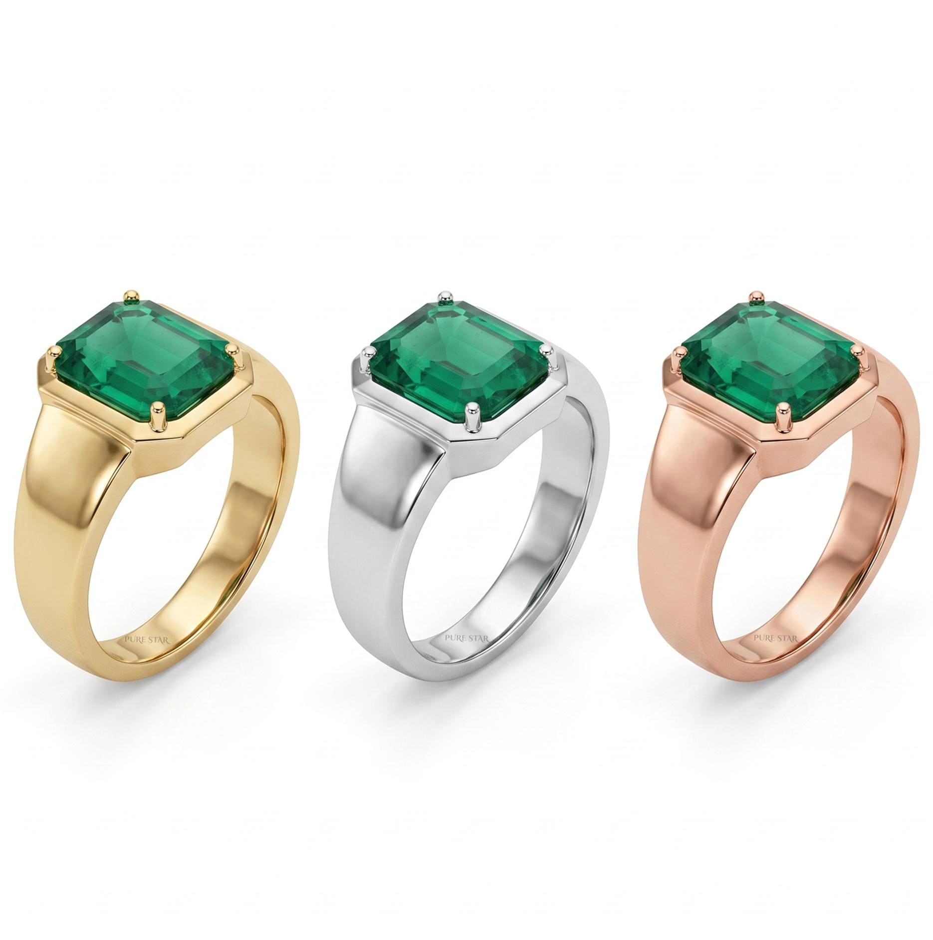 Emerald Cut Green Diamond Solitaire Engagement Ring Gold Promise Ring Gift for Her