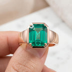 Emerald Cut Green Diamond Solitaire Engagement Ring Gold Promise Ring Gift for Her