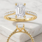 14K Gold Emerald Cut Diamond Engagement Ring Anniversary Gift Ring Halo Wedding Ring for Her Real Lab Grown Diamond Promise Ring
