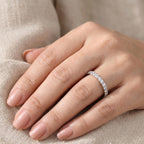 Three Quarter Eternity Lab Grown Diamond Wedding Band 2.00mm EF VVS Round Brilliant Ring, Stackable Anniversary Band